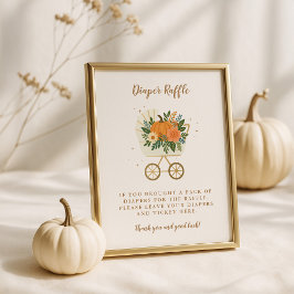 Little Pumpkin Baby Shower 8x10 Diaper Raffle Sign Poster