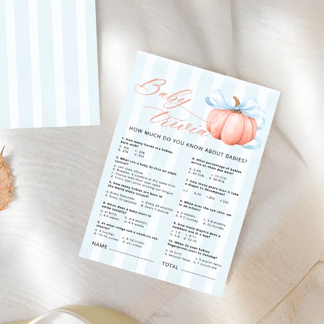 Little Pumpkin Baby shower Baby Trivia Game (Creator heeft geüpload)