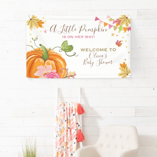 Little Pumpkin Baby shower Banner Herfst Autumn Gi (Insitu)