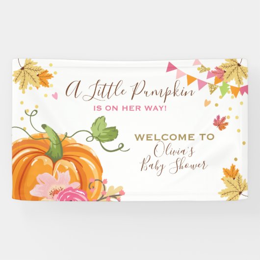 Little Pumpkin Baby shower Banner Herfst Autumn Gi (Horizontaal)