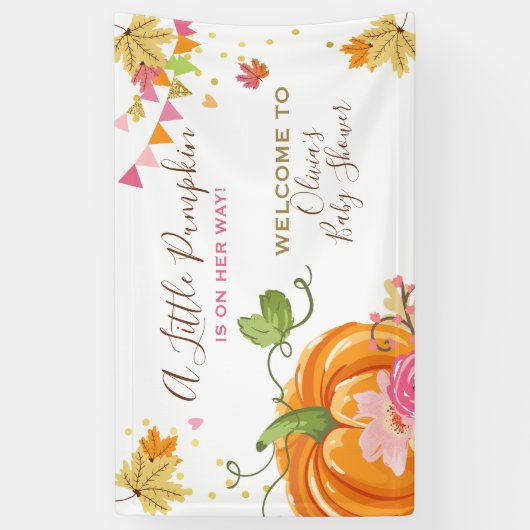 Little Pumpkin Baby shower Banner Herfst Autumn Gi (Verticaal)