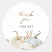 Little Pumpkin Baby shower Bedankt Behandellabels Ronde Sticker (Voorkant)