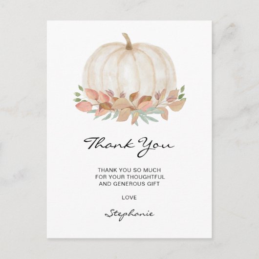 Little Pumpkin Baby shower Bedankt Briefkaart (Voorkant)