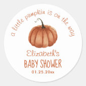 Little Pumpkin Baby shower Bedankt Ronde Sticker (Voorkant)