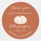 Little Pumpkin Baby shower Bedankt Ronde Sticker (Voorkant)