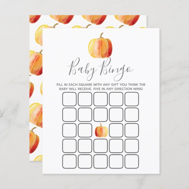 Little Pumpkin Baby shower Bingo (Voorkant / Achterkant)