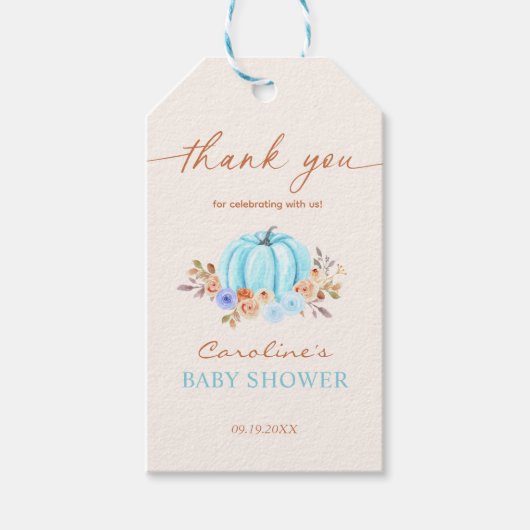 Little Pumpkin Baby shower Blue Boy Cadeaulabel (Voorkant)
