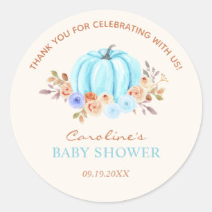 Little Pumpkin Baby shower Blue Boy Ronde Sticker