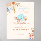 Little Pumpkin Baby shower Blue Boy Welkom Poster (Voorkant)