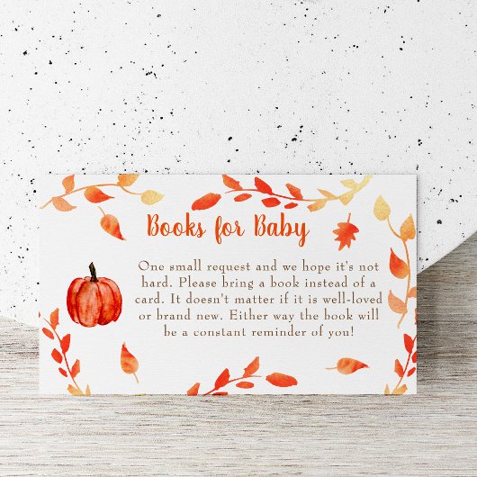 Little Pumpkin Baby shower Book Request Kaart Herf