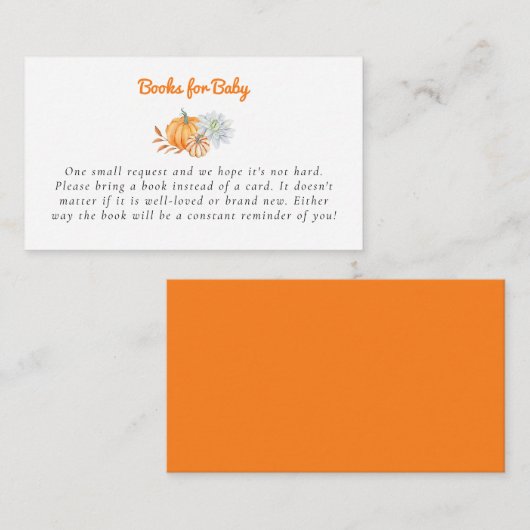 Little Pumpkin Baby shower Books for Baby Informatiekaartje (Voorkant / Achterkant)