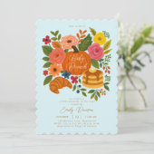 Little Pumpkin Baby Shower Brunch Invitation Kaart (Staand voorkant)