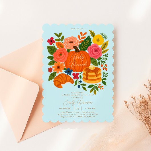 Little Pumpkin Baby Shower Brunch Invitation Kaart