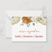 Little Pumpkin Baby shower Buffet Kaart Notitiekaartje (Voorkant)