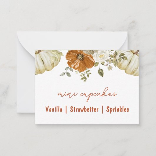 Little Pumpkin Baby shower Buffet Kaart Notitiekaartje (Voorkant)