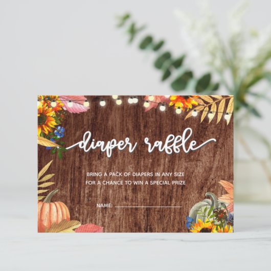 Little Pumpkin Baby shower Diaper Raffle Kaart (Staand voorkant)