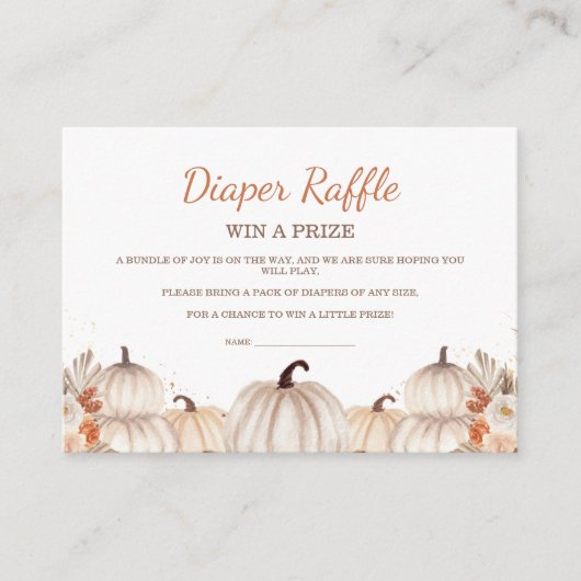 Little Pumpkin Baby Shower Diaper Raffle Ticket Informatiekaartje (Voorkant)