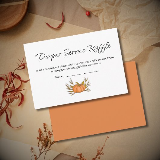 Little Pumpkin Baby shower Diaper Service Raffle Informatiekaartje