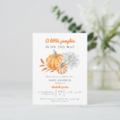 Little Pumpkin Baby shower Elegant Simple Moderne  Briefkaart (Staand voorkant)