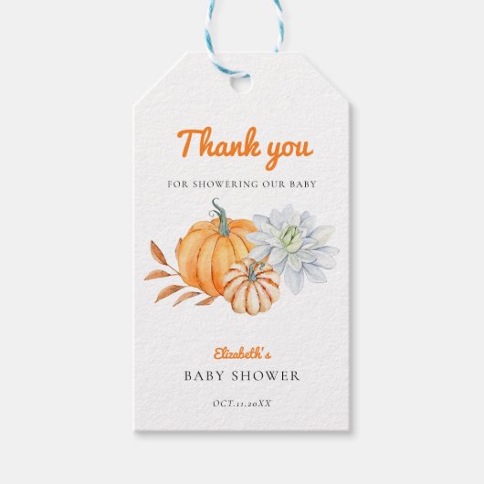 Little Pumpkin Baby shower Elegant Simple Moderne  Cadeaulabel (Voorkant)