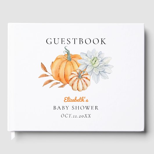 Little Pumpkin Baby shower Elegant Simple Moderne Gastenboek (Voorkant)