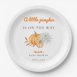 Little Pumpkin Baby shower Elegant Simple Moderne Papieren Bordje