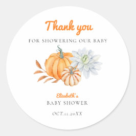Little Pumpkin Baby shower Elegant Simple Moderne Ronde Sticker