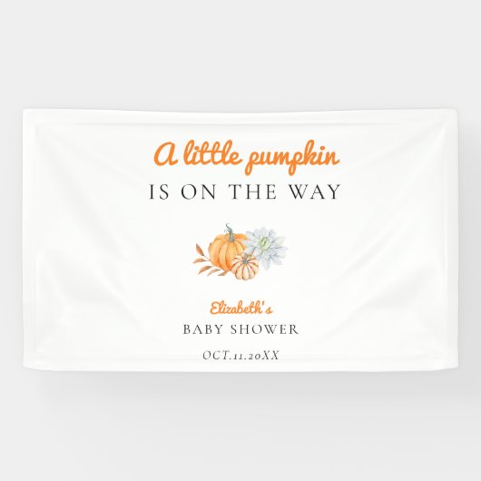 Little Pumpkin Baby shower Elegant Simple Moderne Spandoek (Horizontaal)