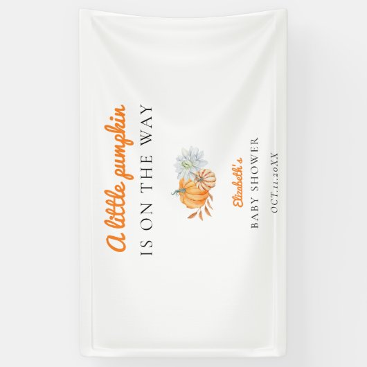 Little Pumpkin Baby shower Elegant Simple Moderne Spandoek (Verticaal)