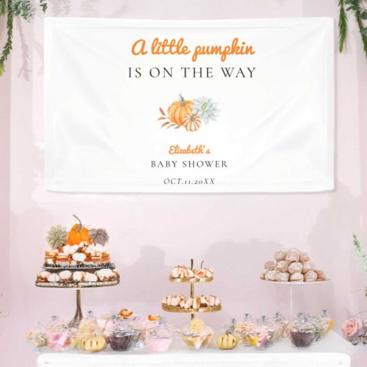 Little Pumpkin Baby shower Elegant Simple Moderne Spandoek
