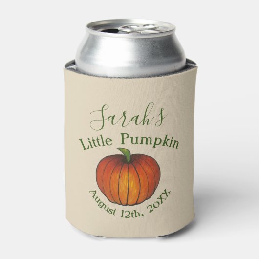 Little Pumpkin Baby shower Favor Sinaasappel Oktob Blikjeskoeler (Blikje Voorkant)