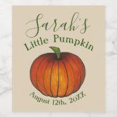 Little Pumpkin Baby shower Favor Sinaasappel Oktob Wijn Etiket (Enkel label)