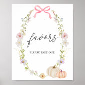 Little Pumpkin Baby shower Favors Sign Poster (Voorkant)