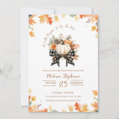 Little Pumpkin Baby shower Floral & Buffalo Plaid Kaart (Voorkant)