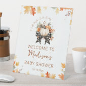Little Pumpkin Baby shower Floral & Plaid Welkom Reclamebord Met Voetstuk (Insitu)