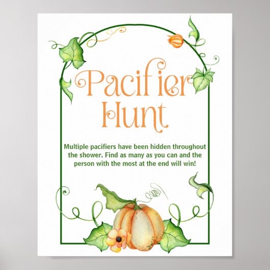 Little Pumpkin Baby shower fopspeen jacht spel tek Poster (Voorkant)