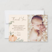 Little Pumpkin Baby shower Foto Bedankkaart (Voorkant)