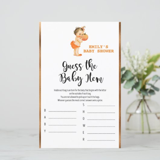 Little Pumpkin Baby shower Game PRINED (Staand voorkant)