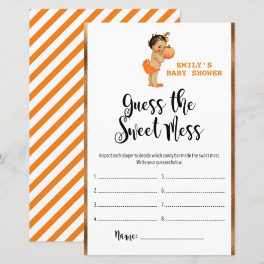 Little Pumpkin Baby shower Game PRINED (Voorkant / Achterkant)