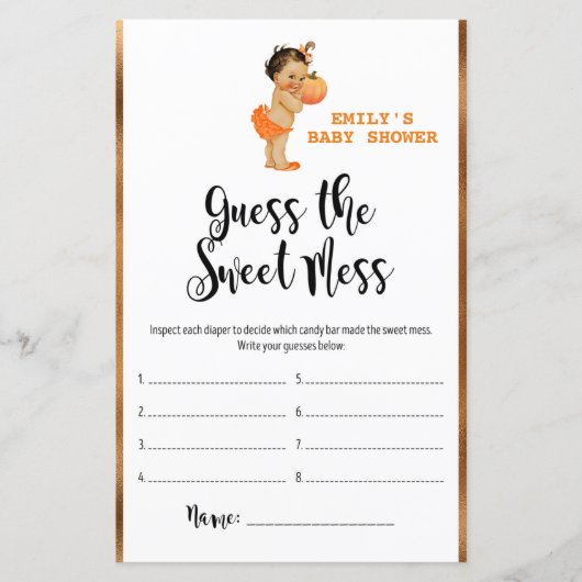 Little Pumpkin Baby shower Game PRINED (Voorkant)
