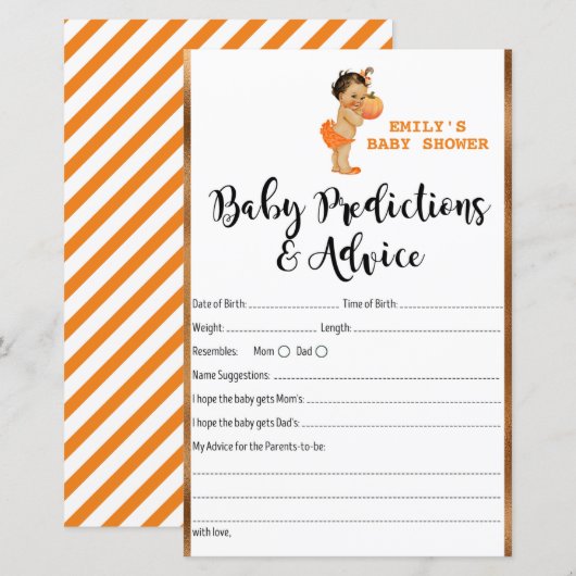 Little Pumpkin Baby shower Game PRINED (Voorkant / Achterkant)