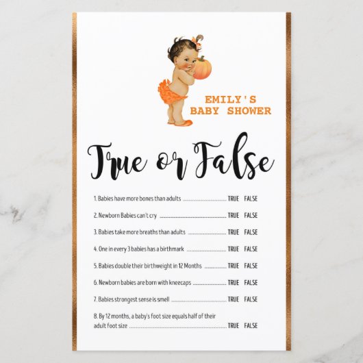 Little Pumpkin Baby shower Game PRINED (Voorkant)