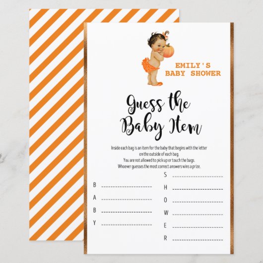Little Pumpkin Baby shower Game PRINED (Voorkant / Achterkant)