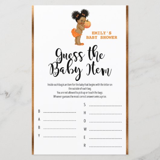 Little Pumpkin Baby shower Game PRINED (Voorkant)