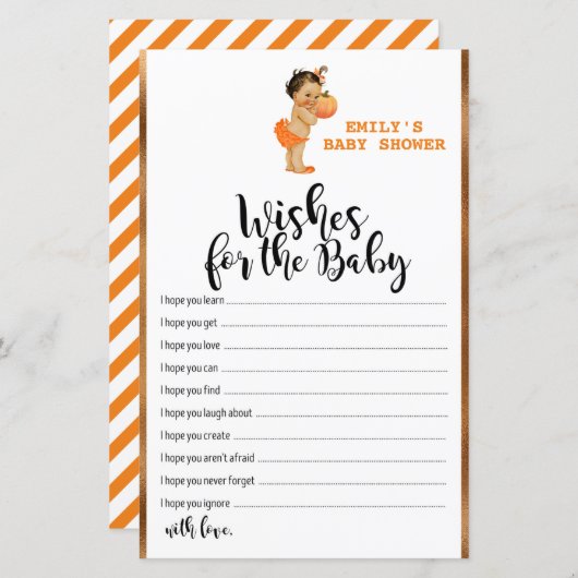 Little Pumpkin Baby shower Game PRINED (Voorkant / Achterkant)