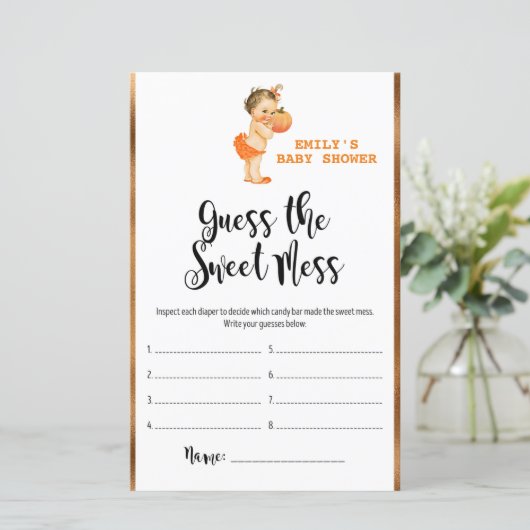 Little Pumpkin Baby shower Game PRINED (Staand voorkant)