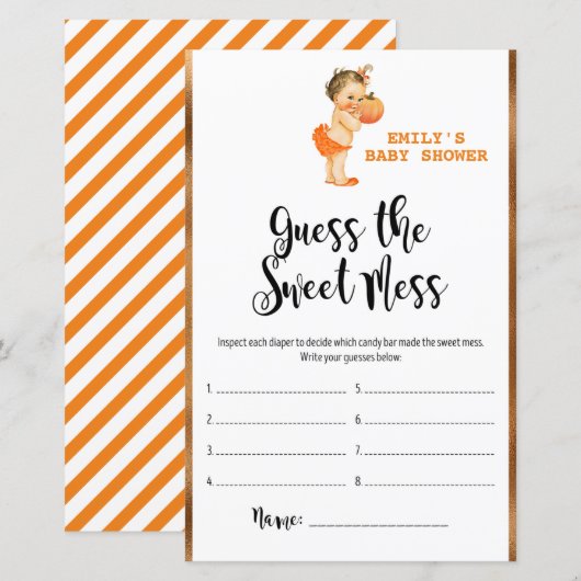 Little Pumpkin Baby shower Game PRINED (Voorkant / Achterkant)