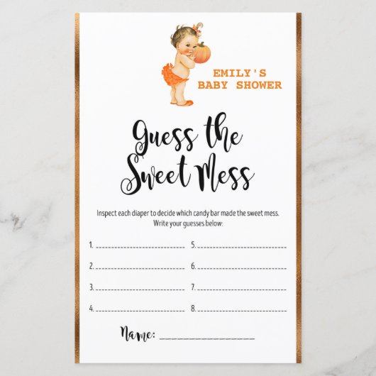 Little Pumpkin Baby shower Game PRINED (Voorkant)