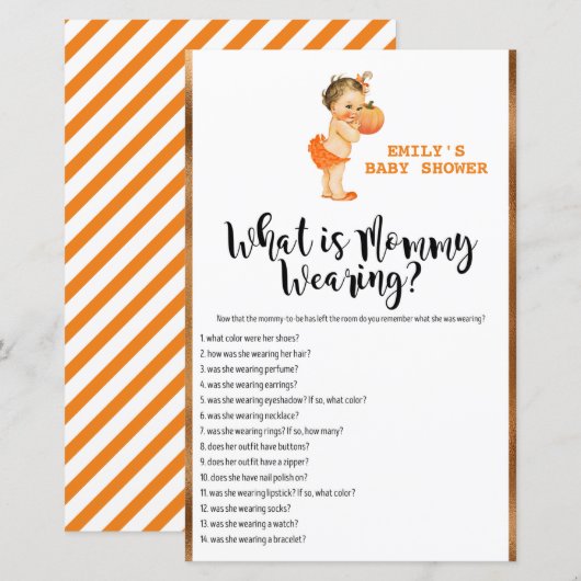 Little Pumpkin Baby shower Game PRINED (Voorkant / Achterkant)