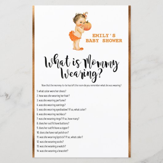 Little Pumpkin Baby shower Game PRINED (Voorkant)